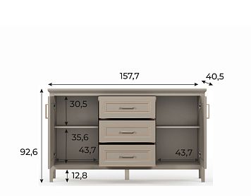 Комод KOM2D3S цвета глиняный cерый