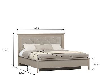 Кровать LOZ180х200 цвета глиняный cерый
