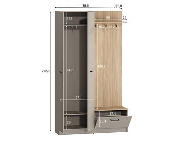 Шкаф SZF2D1K/360 цвета глиняный серый / дуб урбан янтарный