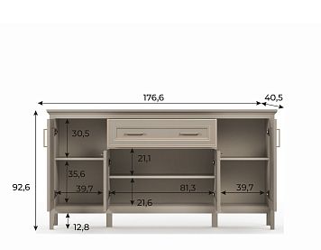 Комод KOM4D1S цвета глиняный cерый