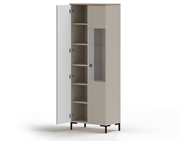 Шкаф REG1D1W с подсветкой цвета дуб сильверджек ореховый/глиняный cерый