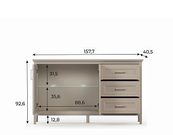 Комод KOM2W3S цвета глиняный cерый
