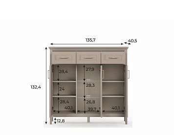 Комод KOM1W2D3S цвета глиняный cерый