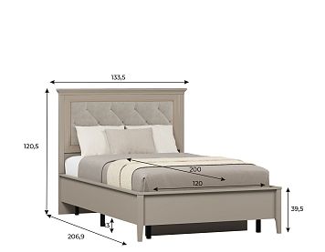 Кровать LOZ120х200 цвета глиняный cерый