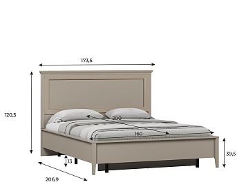 Кровать LOZ160х200 цвета глиняный cерый