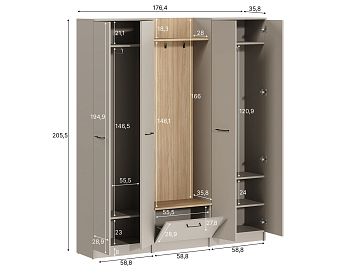 Шкаф SZF4D1K/360 цвета глиняный серый / дуб урбан янтарный