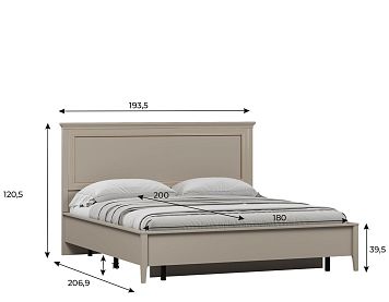 Кровать LOZ180х200 цвета глиняный cерый