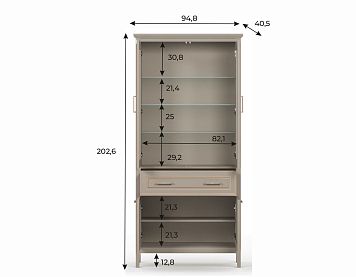 Шкаф REG2W2D1S цвета глиняный cерый